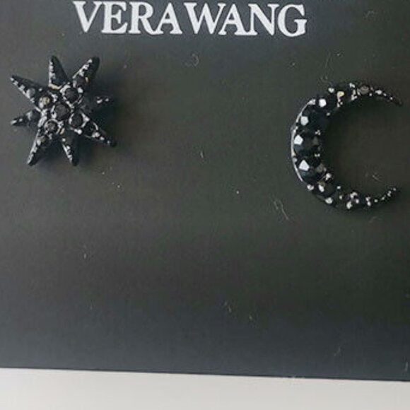 VERA WANG Celestial Black/Black Crystal Moon & Star Stud Earrings**NEW! - Picture 1 of 3